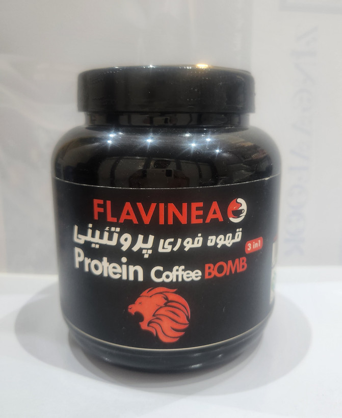 قهوه پروتئین وی برند فلاوینا شیرین شده با سوکرالوز بدون شکر وزن ۴۵۰ گرم