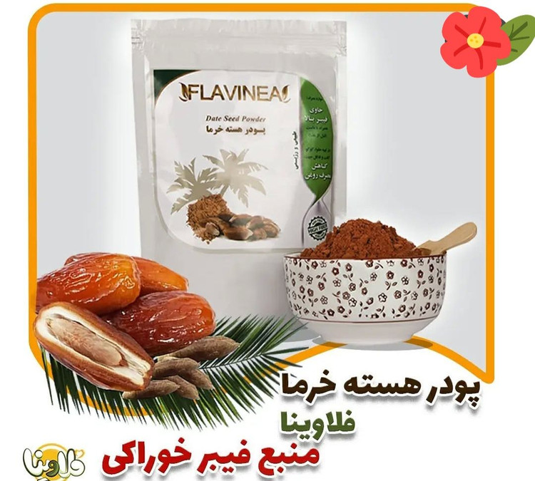 آرد هسته خرما برند فلاوینا در زیپ کیپ ۲۰۰ گرم