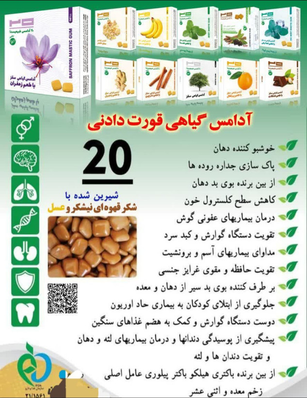 آدامس سقز برند بیست کاملا طبیعی و گیاهی